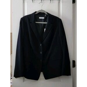 TAHARI Women's Maren Lined Blazer‎ Coat Navy Blue Pockets Size 18
